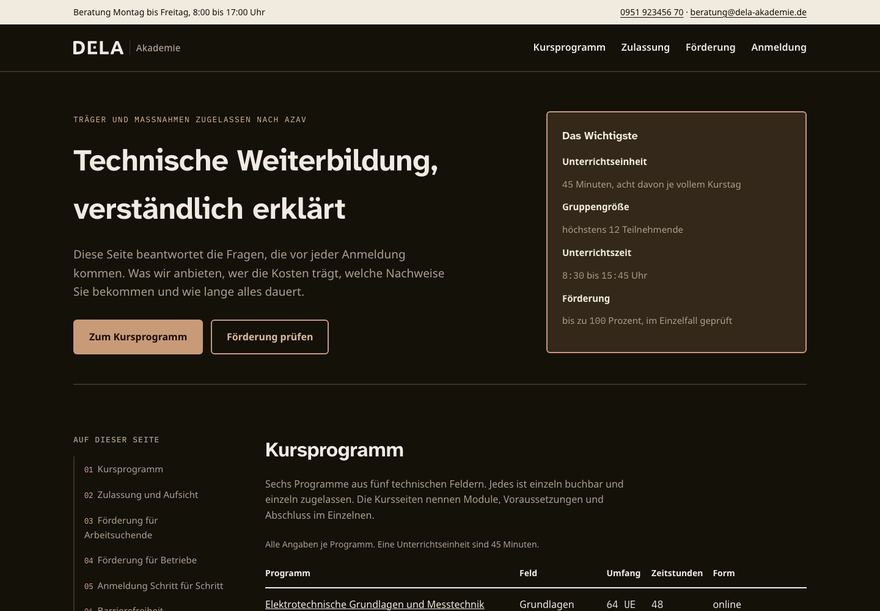 Entwurf 05, Struktur und Tabellen, dunkle Darstellung